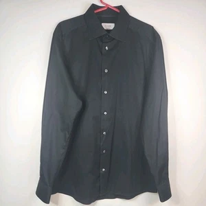 Camisa de vestir ETON CONTEMPORÁNEA para hombre talla 44 17,5 negra lisa 100 % algodón con botones - Imagen 1 de 11