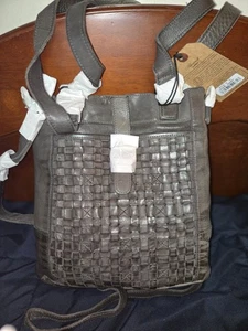 NEU MIT ETIKETT ASHWOOD GRAU GEWEBTES WEICHES LEDER WANDELBARE HANDTASCHE HERGESTELLT IN INDIEN - Bild 1 von 11