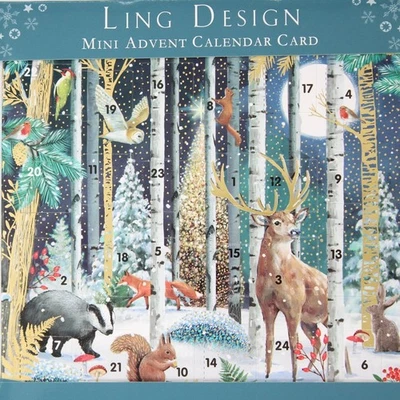 LING DESIGN Advent Calendar Christmas Card Magical Winter Forest Xmas Countdown Card