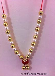 NEW INDIAN BOLLYWOOD WEDDING GROOM BRIDE GARLAND JAIMALA HAAR GOLD PEARLS - Picture 1 of 6