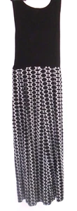 Hobbs Geometric Maxi black ecru jersey long dress tied waistline Size 14 vgc - Picture 1 of 5