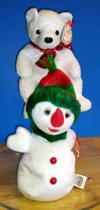 TY Beanie Babies Snow Girl and Holiday Teddy 2000 MWMT Christmas - Picture 1 of 4
