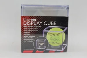 ULTRA PRO SOFTBALL CUBE HOLDER w/ STAND Ball Display Case Acrylic Clear Plastic - Picture 1 of 4