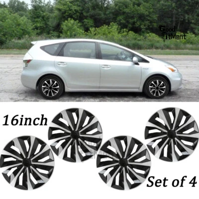 Комплект из 4 защелкивающихся колпаков ступицы 16 дюймов для Toyota Prius V 2012-2018 годов выпуска обод R16 - Изображение 1 из 4