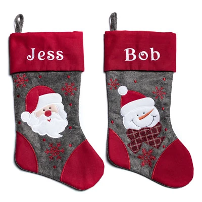 Calza Babbo Natale Personalizzata Pupazzo di Neve Renna Ricamata Top Assia