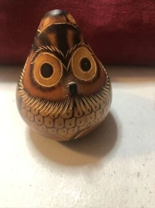 Zucca gufo dipinta a mano 2-5/8” adorabile - Foto 1 di 5