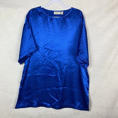 Camisola de cetim vintage Victoria's Secret etiqueta dourada azul cobalto tamanho M - Imagem 1 de 4