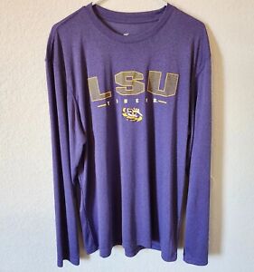LSU Tigers Mens XL Shirt Colosseum Long Sleeve Purple 100% Polyester 