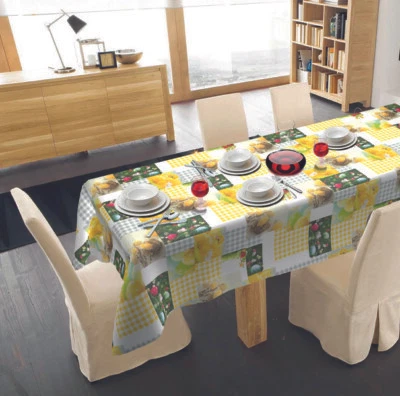 Nappe en Toile Cirée Pâques Poussin Oeufs Patchwork C141241 Carré Rond Oval - Photo 1/2