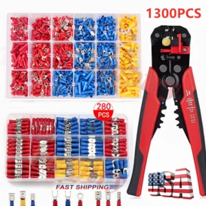 1300PCS ELECTRICAL WIRE TERMINALS ASSORTMENT SET INSULATED CRIMP CONNECTOR SPADE - Picture 1 of 21