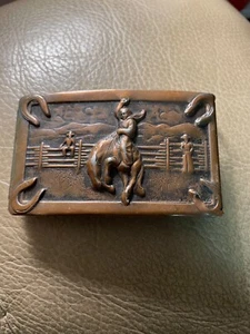 Vintage 1950's Brass Cowboy Bucking Horse Bronc Rider Western Rodeo Belt Buckle - Picture 1 of 2