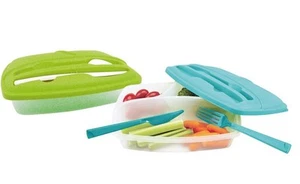 2 Lunch- & Salatbox eckig Set Brotzeit Snackbox Salat to go Dressingdose Becher - Bild 1 von 1