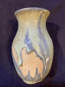 Art Pottery Vase Turquoise/Lt. Brown Drip - Picture 1 of 7