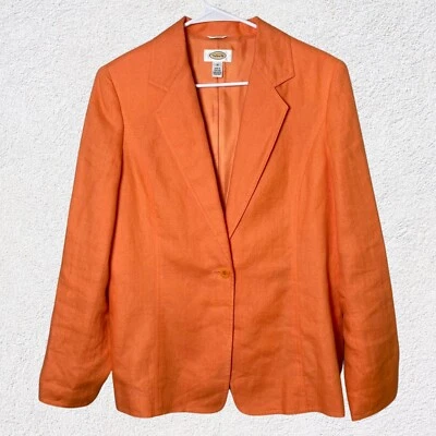 Blazer Talbots Irlandés Lino Mujer 10 Naranja Primavera Forrado Botón Único Recto Foto 1 de 4