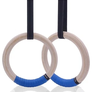 Anillo de gimnasia de madera de 28/32 mm con correas ajustables para Crossfit Pull Ups  - Imagen 1 de 10