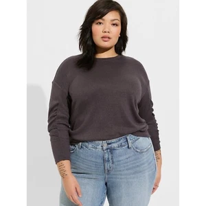 Torrid Women's Sparkle Knit Gray Drop Shoulder Sweatshirt, 2, 2X, 18-20 - Picture 1 of 7