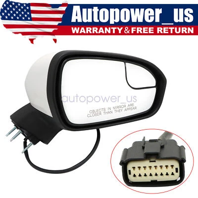 Espejo retrovisor lateral derecho pasajero blanco de 3 pines plegable manual para Ford Fusion 2019-2022 Foto 1 de 4