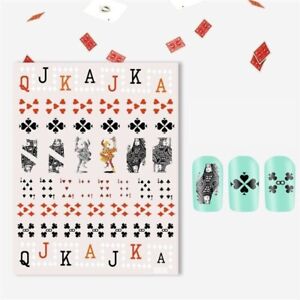 Nail Art Stickers Decals Transfers Poker Aces Playing Cards Casino Joker (490)