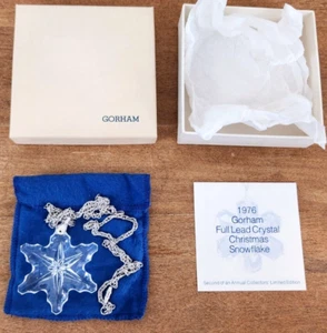 GORHAM 1976 Christmas Snowflake Lead Crystal Necklace, Pouch COA - Picture 1 of 4