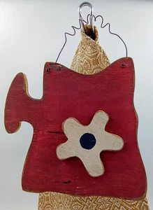 Handmade Water Can Hanging Wood Sign Red with Ivory Flower & Wire Hanger 13.75"L - Picture 1 of 3