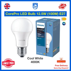 Philips CorePro 12.5W LED E27 Cool White 4000K Frosted Bulb 1521L, Bulk, Lot - Picture 1 of 11
