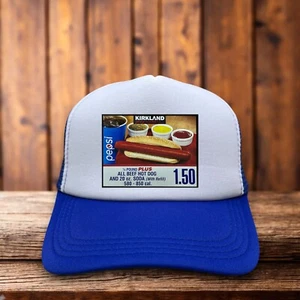 Costco Hot Dog Mens Trucker Hat Blue $1.50 Combo Kirkland Funny Meme Ball Cap - Picture 1 of 7