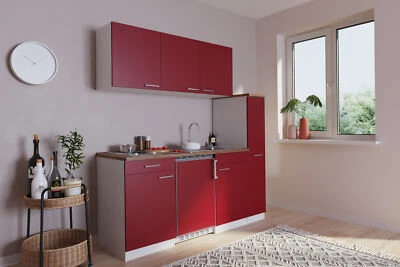 Küche Miniküche Singleküche Küchenzeile  Weiß Rot Luis 180 cm Respekta - Bild 1 von 4