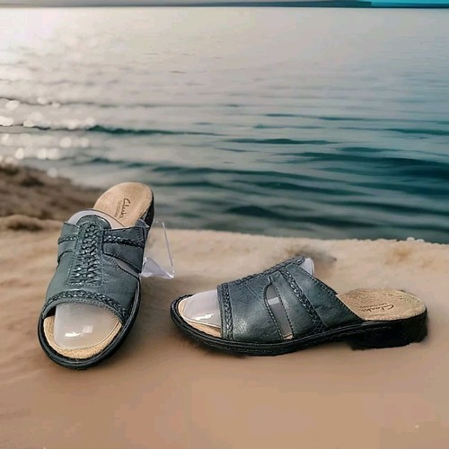 Sandali Clarks Bendables in pelle intrecciata verde taglia 7 5