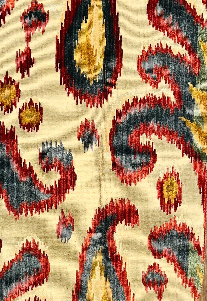 LEE JOFA Brownen Velvet Red Blue Paisley Remnant New - Image 1 of 1