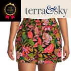 Terra & Sky Women's Plus Size 1X 16W-18W Pleated Pull-On Shorts Tropical New