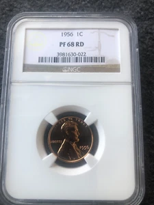 1956-P Lincoln Wheat Cent PF 68 RED NGC - Picture 1 of 3
