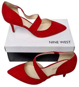 Zapatos de tacón alto NINE WEST Kremi rojos sintéticos sin cordones con tiras para dama - Imagen 1 de 9