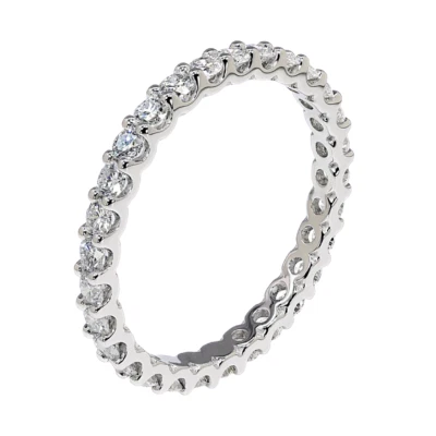 Wedding Eternity Band 2.50 Ct Round Lab Grown Diamond 14K White Gold E F VS - Image 1 of 4