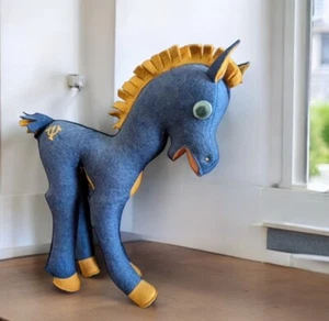 Mascota universitaria de caballo de peluche de lana de colección años 40 púrpura naranja Clemson - Imagen 1 de 7