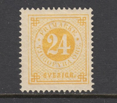 Suecia Sc 34a MLH. 1883 24º amarillo limón numeral, fresco, excelente color, sonido Foto 1 de 2