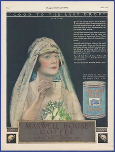 Anuncio impreso vintage de cocina efímera de la década de 1920 MAXWELL HOUSE 1923 café novia - Imagen 1 de 1