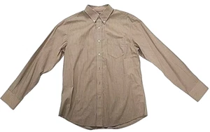 Dockers Camicia Uomo Elegante, Manica Lunga Bottoni, Righe Marrone 15 - 15 1/2 - Foto 1 di 4