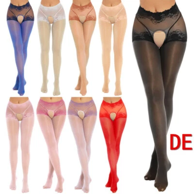 DE iEFiEL Damen Offenen Shritt Strumpfhose Cut Out Leggings Hosen Lang Socken