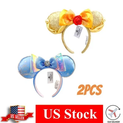 Disney-Park's the Beast Minnie Belle Ears + Cenicienta Carruaje Reloj Medianoche Oreja Foto 1 de 4