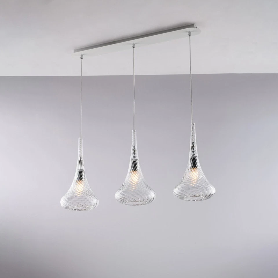 Lampadario Binario Contemporaneo Nemesi Metallo Trasparente 3 Luci E27 - Immagine 1 di 1