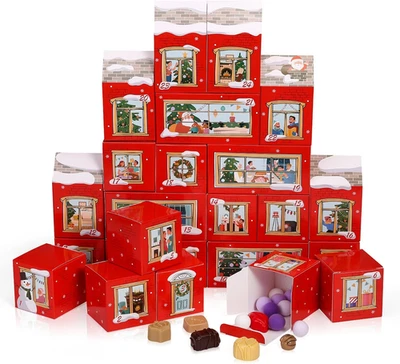 Christmas Empty Advent Calendar Boxes to Fill, 24 DIY Gift Boxes Printed with Nu - Image 1 of 4