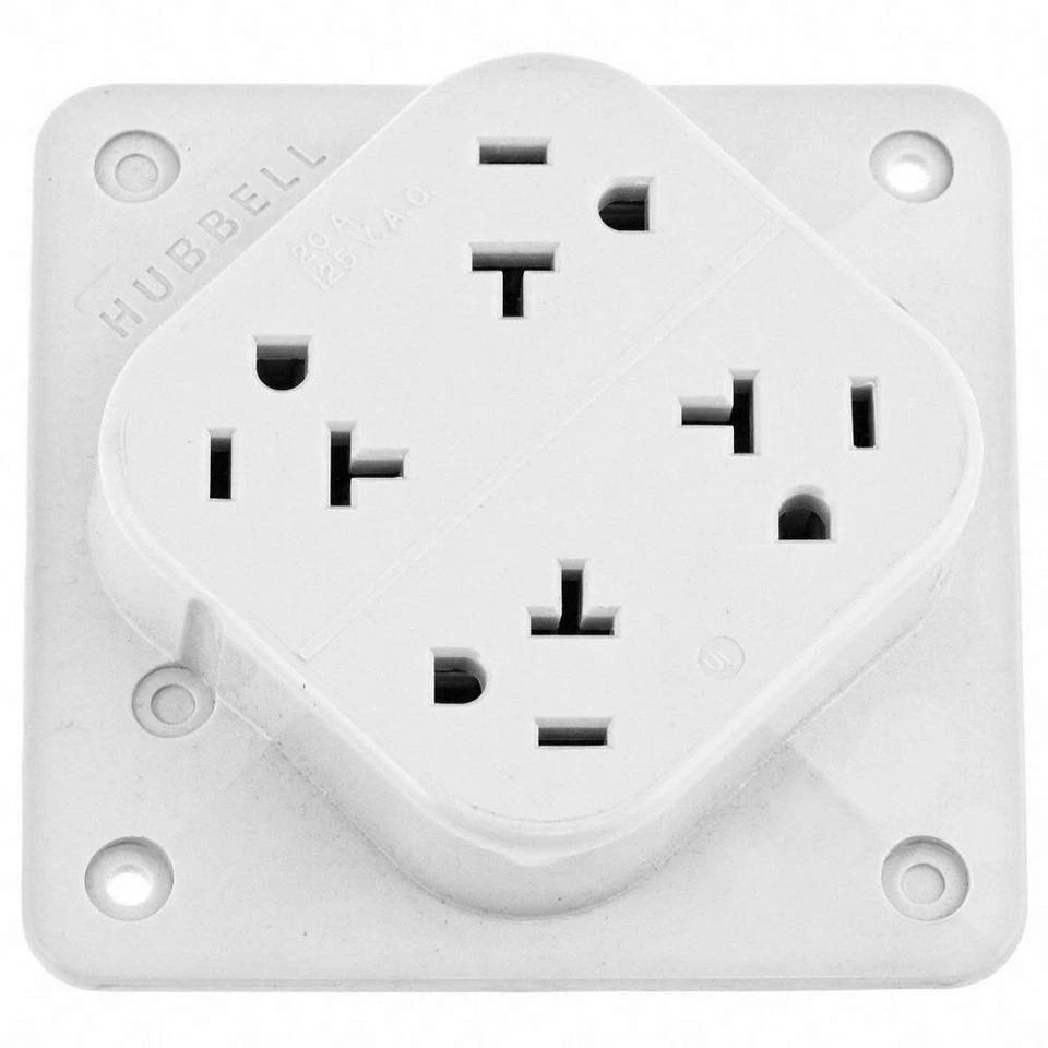 HUBBELL HBL420W Receptacle,White,20 A,2P3W,Back,1PK 3D142 - Image 1 of 1