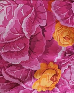 OOP RARE 2 yards of Kaffe Fassett Cabbage Patch Fabric, Magenta! HTF - Picture 1 of 3