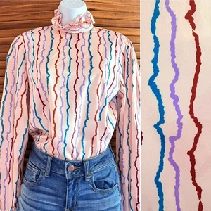 Vintage Puccini Pink Blouse with Ruffle Neck Size 8/9 1980's - Picture 1 of 10