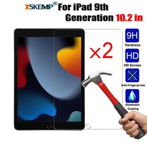 2Pcs Tempered Glass 9H Screen Protector For iPad 10.2 in 9th 8th 7th Generation - Picture 1 of 15
