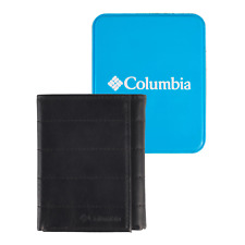 Columbia Blue Tin Black RFID Secure Trifold 5-Stitches Wallet (S01)
