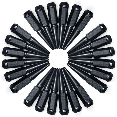 Set of 24 Black 1/2''-20 RH SAE Spike Lug Nuts Fits Lincoln Continental Mark VII - Image 1 of 4