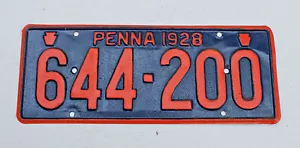 VINTAGE ANTIQUE PENNA 1928 LICENSE PLATE 644-200 GARAGE MAN CAVE DECOR - Picture 1 of 1