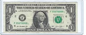 Banconota da 1 dollaro 2013 banconota fantasia seriale # LADDER corsa di 5 cifre F35678988L - Foto 1 di 3