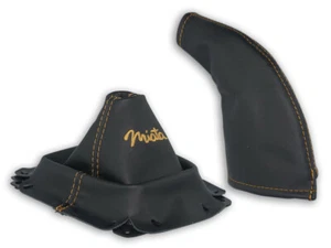 FOR MAZDA MX-5 MIATA NA GEAR BOOT & BRAKE GAITER LEATHER EMBROIDERY BEIGE STITCH - Foto 1 di 4